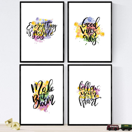 Set de láminas con mensajes felices y coloridos. Pack de posters 'Posible'.-Artwork-Nacnic-Nacnic Estudio SL