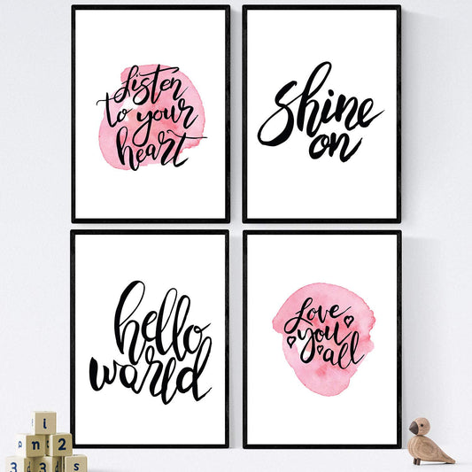Set de láminas con mensajes felices y coloridos. Pack de posters 'Shine On'.-Artwork-Nacnic-Nacnic Estudio SL