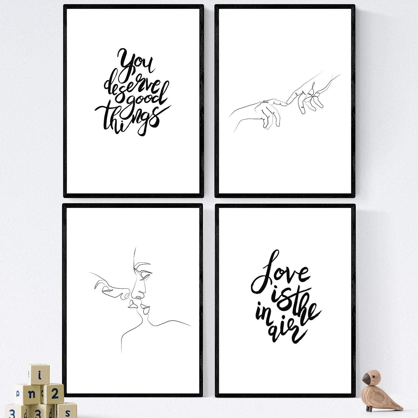 Set de láminas con mensajes felices y dibujos a un solo trazo. Pack de posters 'Amor en el aire'.-Artwork-Nacnic-Nacnic Estudio SL