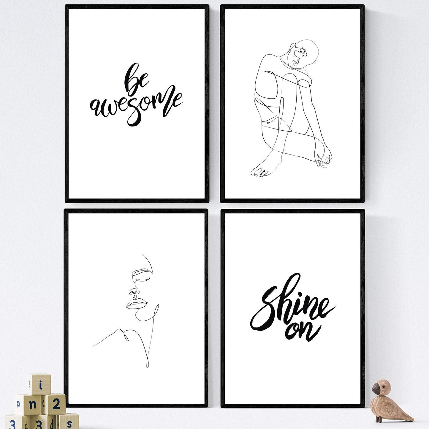 Set de láminas con mensajes felices y dibujos a un solo trazo. Pack de posters 'Se increible'.-Artwork-Nacnic-Nacnic Estudio SL