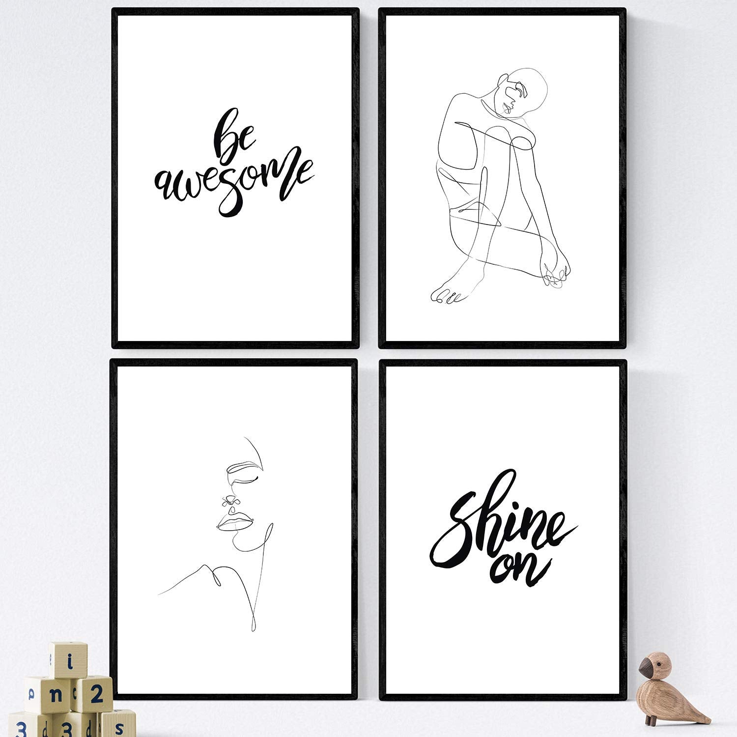 Set de láminas con mensajes felices y dibujos a un solo trazo. Pack de posters 'Se increible'.-Artwork-Nacnic-Nacnic Estudio SL