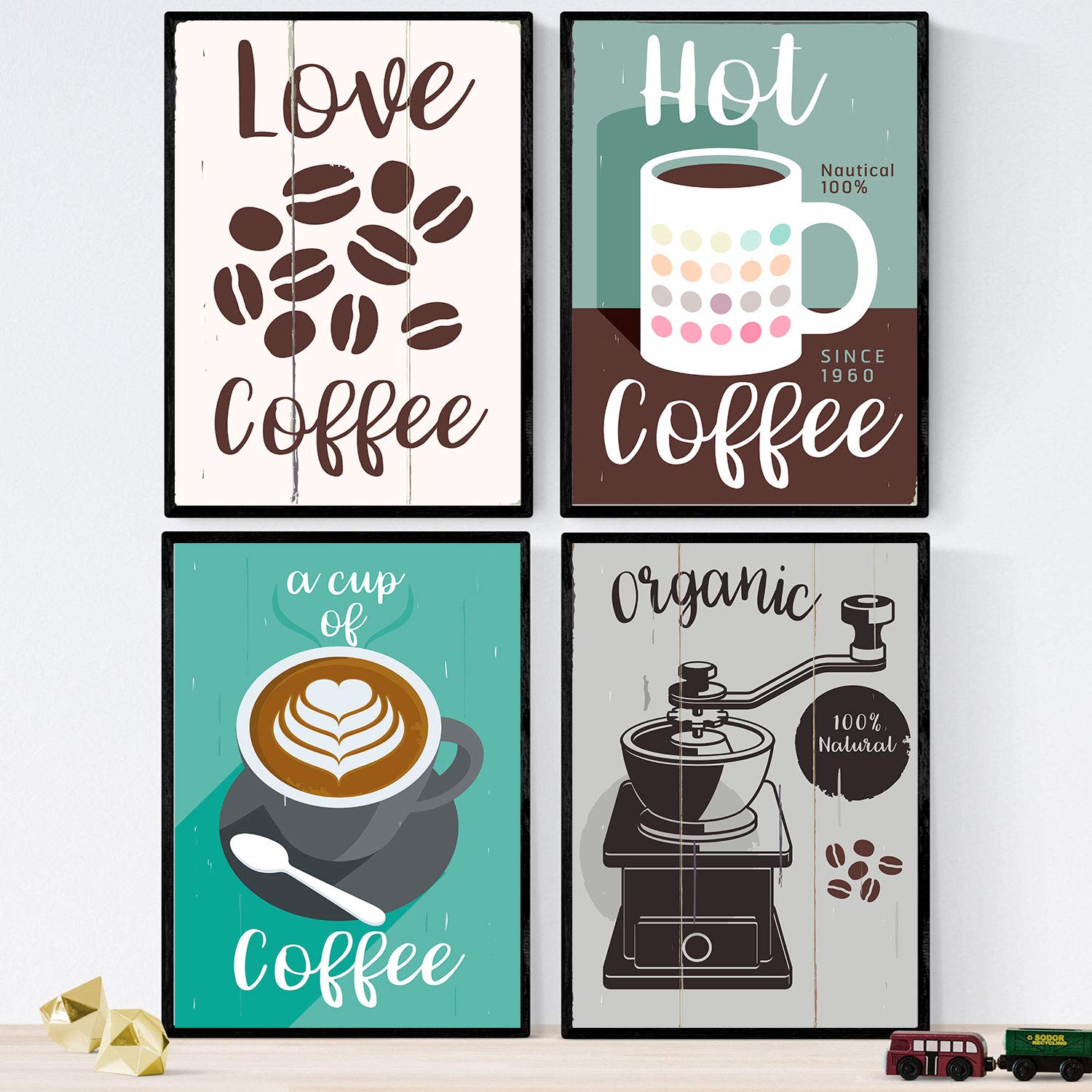 Set de láminas de café. Posters de tipos de café. Café colorido 1.-Artwork-Nacnic-Nacnic Estudio SL