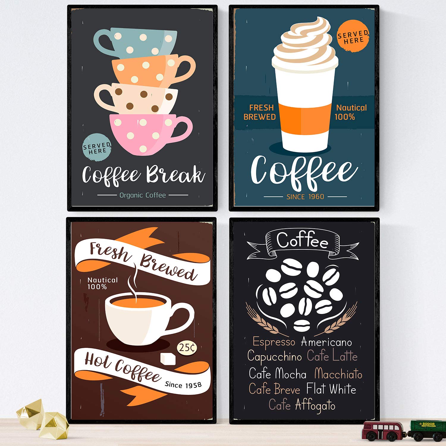 Set de láminas de café. Posters de tipos de café. Café colorido 2.-Artwork-Nacnic-Nacnic Estudio SL