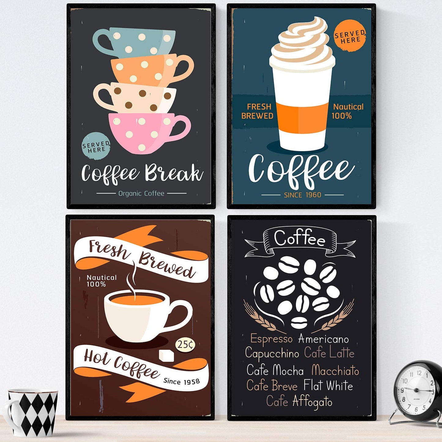 Set de láminas de café. Posters de tipos de café. Café colorido 2.-Artwork-Nacnic-Nacnic Estudio SL