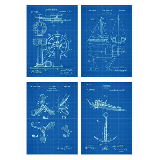 Set de Laminas de Patentes de Barcos. 250 gr A4 Size - Blueprint-Artwork-Nacnic-Nacnic Estudio SL