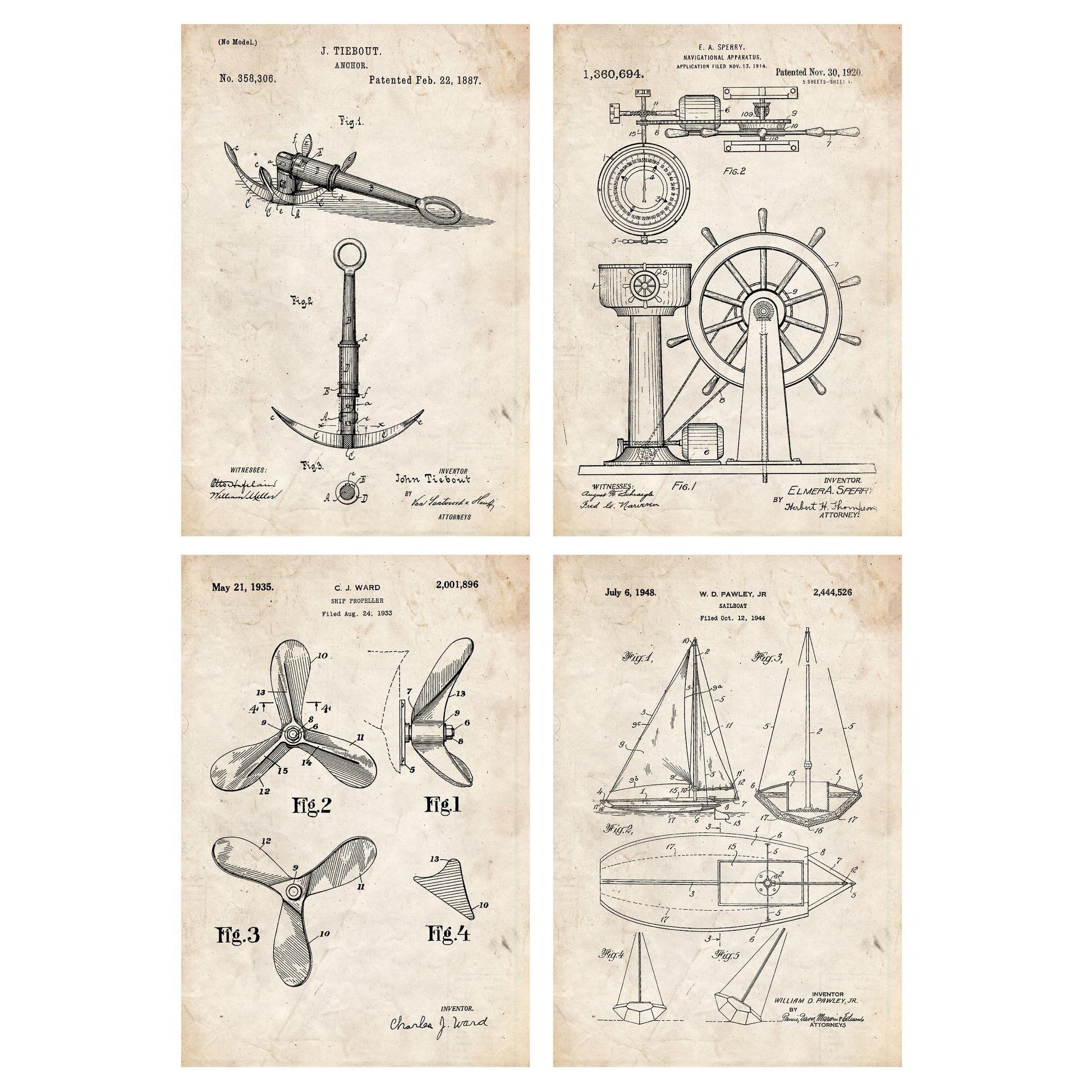 Set de Laminas de Patentes de Barcos. 250 gr A4 Size - Vintage-Artwork-Nacnic-Nacnic Estudio SL