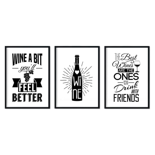 Set de láminas de Vino. Posters de Vino y Bodega. Vino Blanco y Negro 1.-Artwork-Nacnic-Nacnic Estudio SL