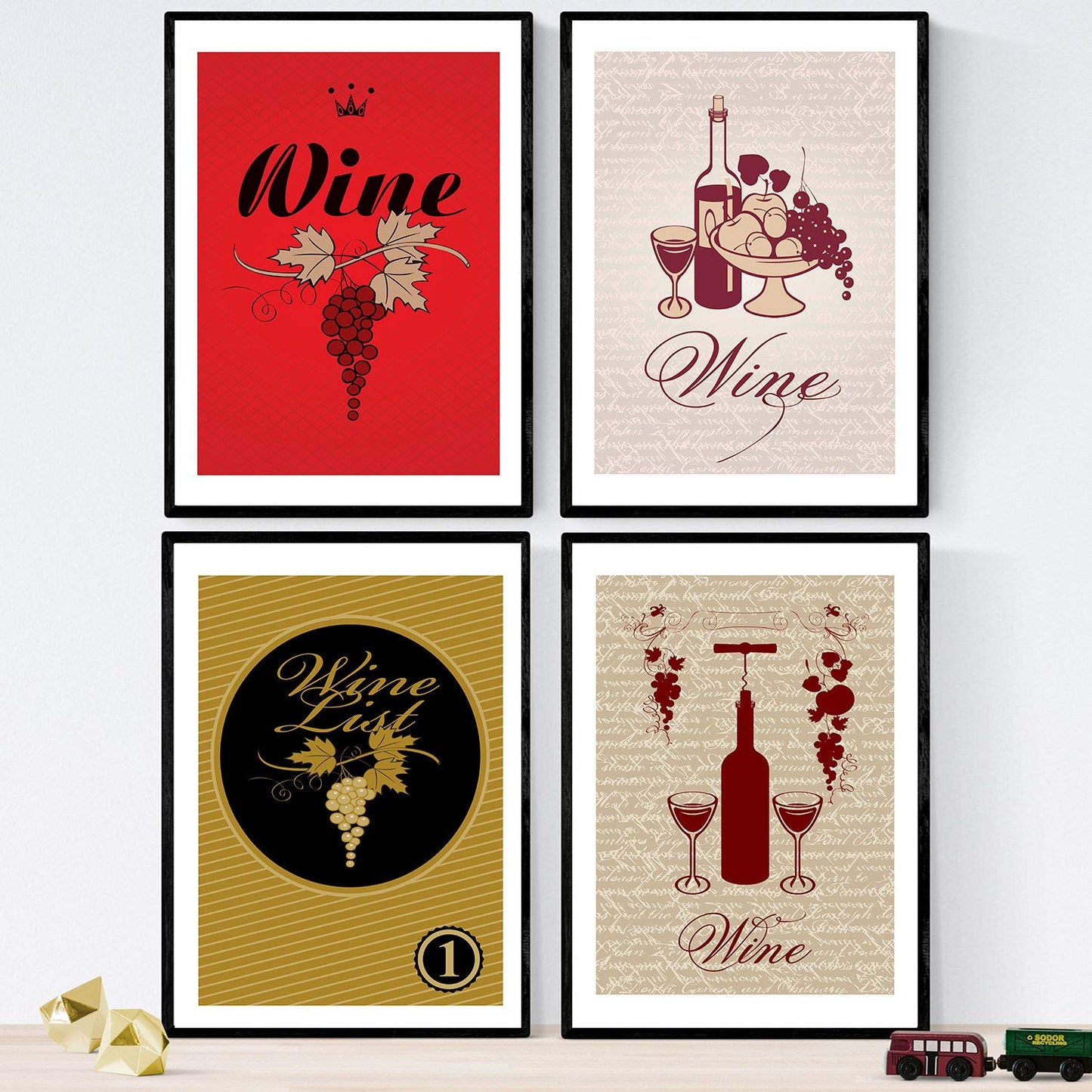 Set de láminas de vino. Posters de vino y bodega. Vino vintage 1.-Artwork-Nacnic-Nacnic Estudio SL