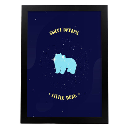 Set de láminas Dulces sueños. Pósters de mascotas para amantes de los animales.-Artwork-Nacnic-A4-Marco Negro-Nacnic Estudio SL