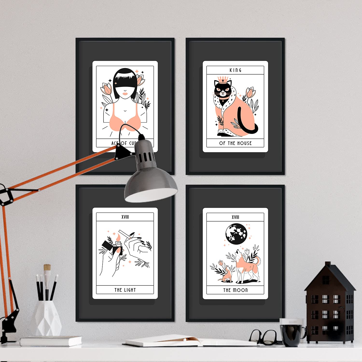 Set de Láminas en Tonos naranjas. Pósters con originales ilustraciones de las cartas Tarot.-Artwork-Nacnic-Nacnic Estudio SL