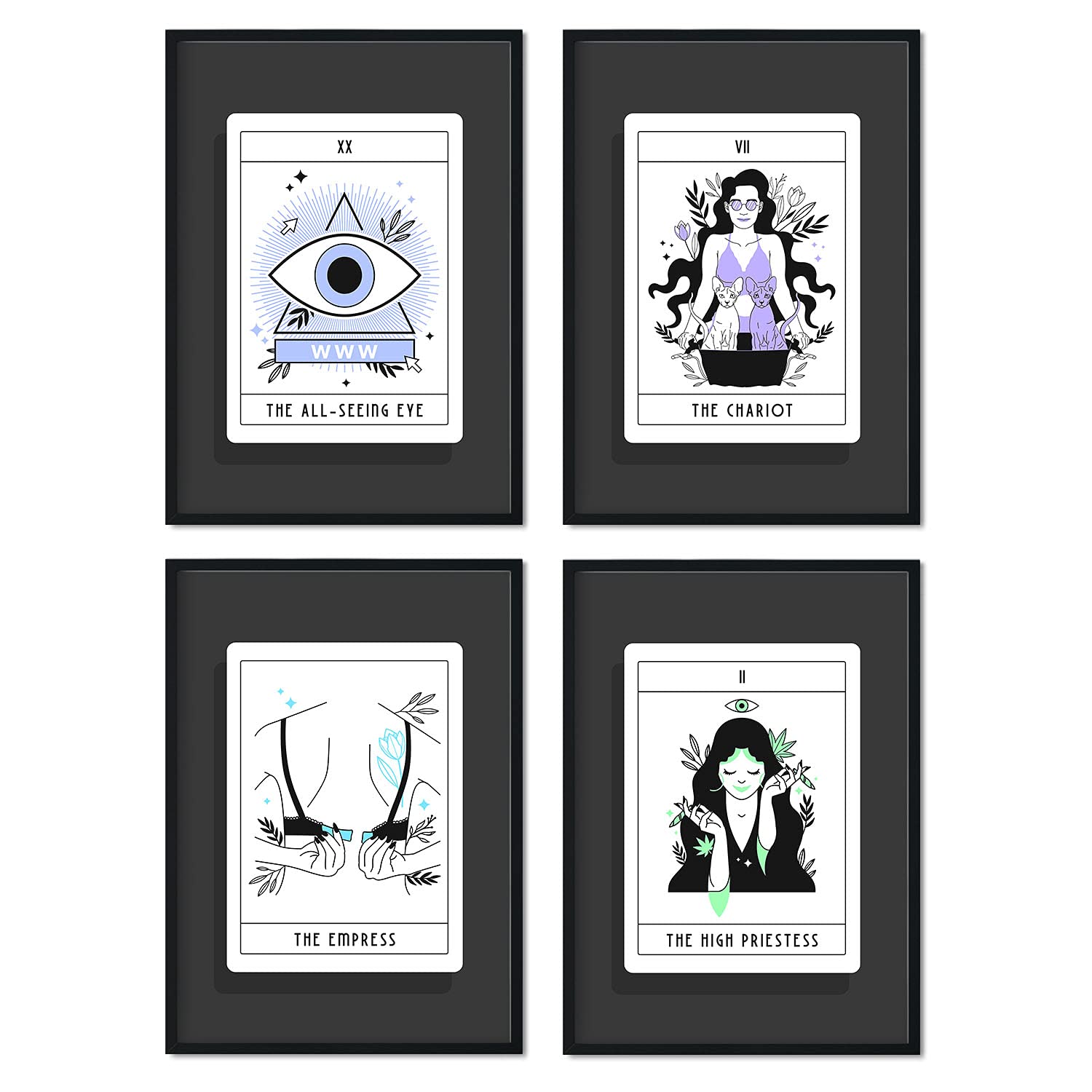 Set de Láminas en Tonos oscuros. Pósters con originales ilustraciones de las cartas Tarot.-Artwork-Nacnic-Nacnic Estudio SL