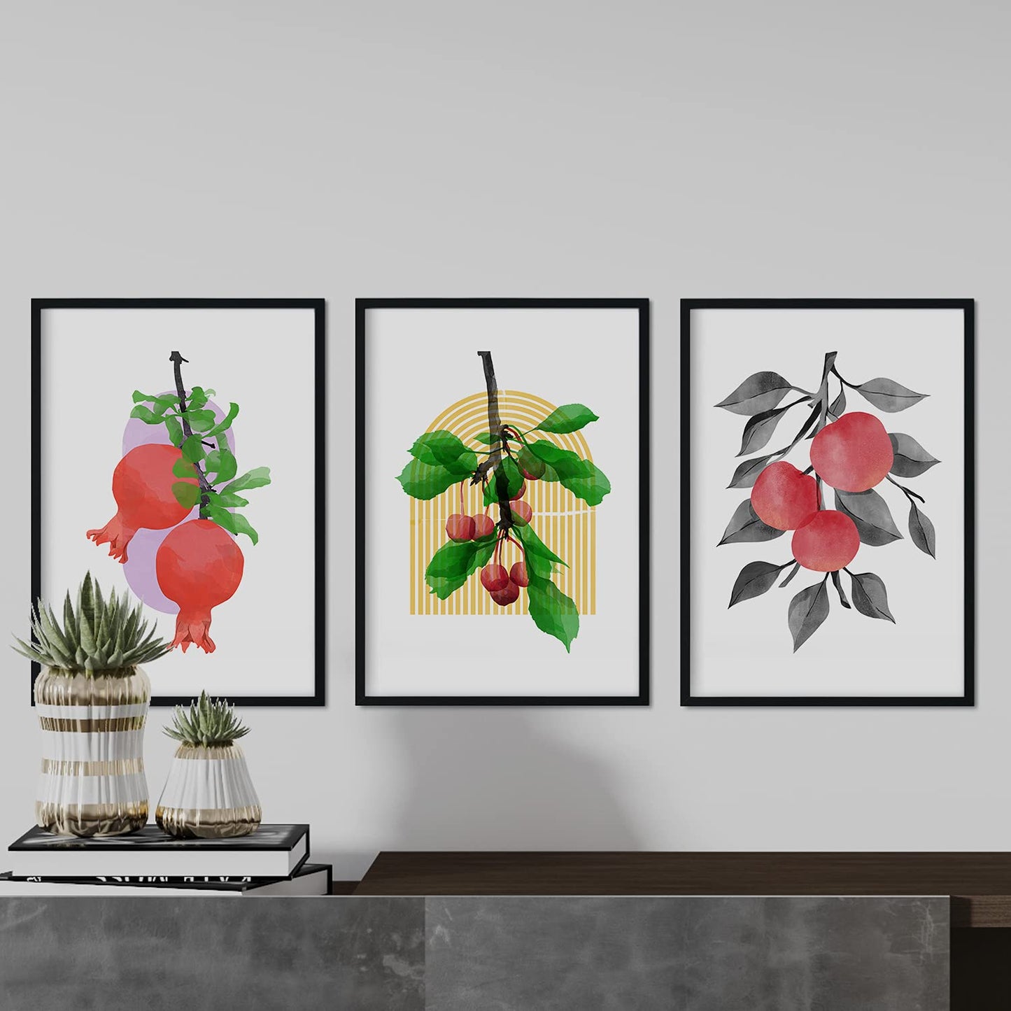 Set de láminas Frutos rojos. Pósters con ilustraciones de plantas y flores en estilo acuarela.-Artwork-Nacnic-Nacnic Estudio SL