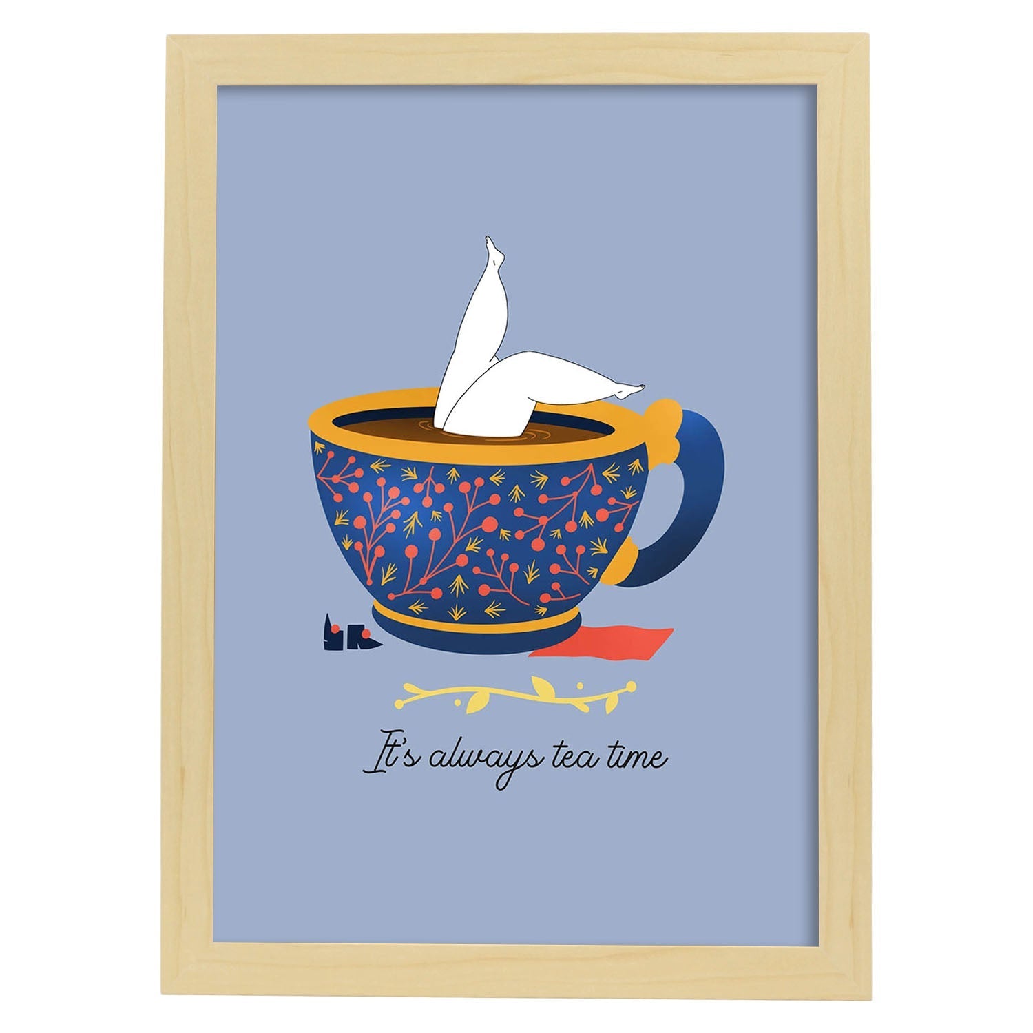Set de láminas Hora del té. Pósters con ilustraciones para amantes del té y el café.-Artwork-Nacnic-A3-Marco Madera clara-Nacnic Estudio SL