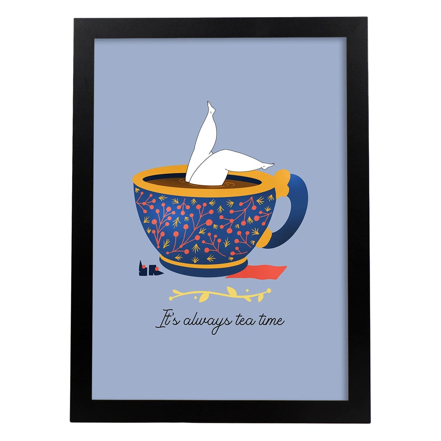 Set de láminas Hora del té. Pósters con ilustraciones para amantes del té y el café.-Artwork-Nacnic-A3-Marco Negro-Nacnic Estudio SL