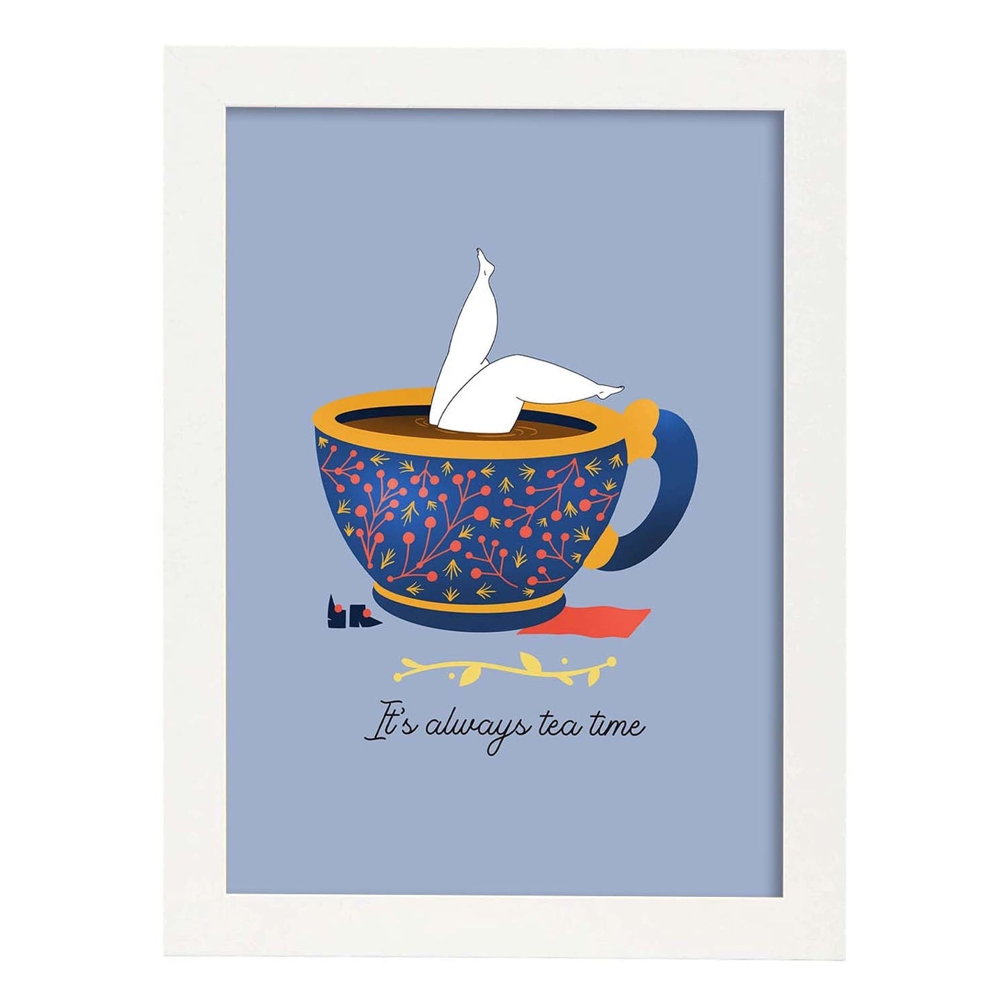 Set de láminas Hora del té. Pósters con ilustraciones para amantes del té y el café.-Artwork-Nacnic-A4-Marco Blanco-Nacnic Estudio SL