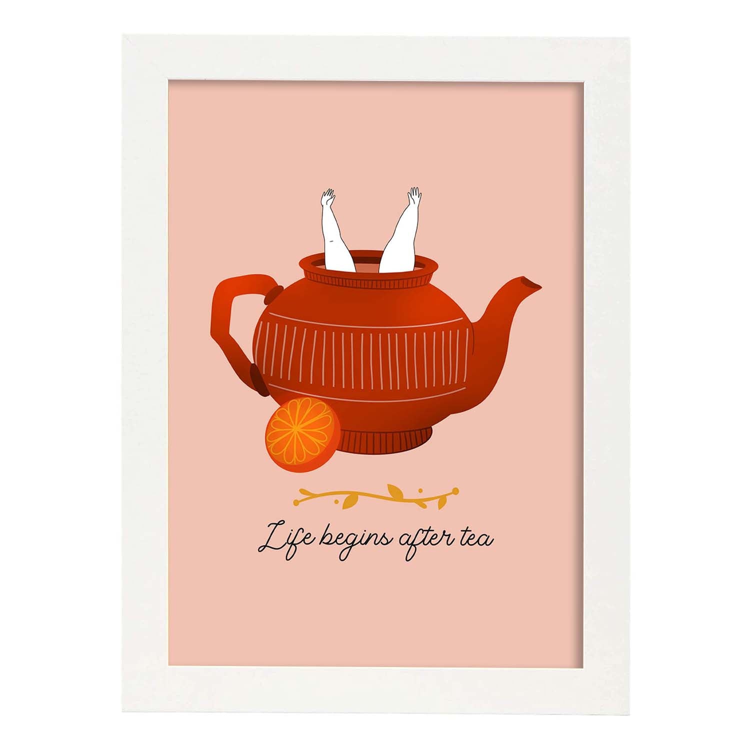 Set de láminas La vida después del té. Pósters con ilustraciones para amantes del té y el café.-Artwork-Nacnic-A3-Marco Blanco-Nacnic Estudio SL
