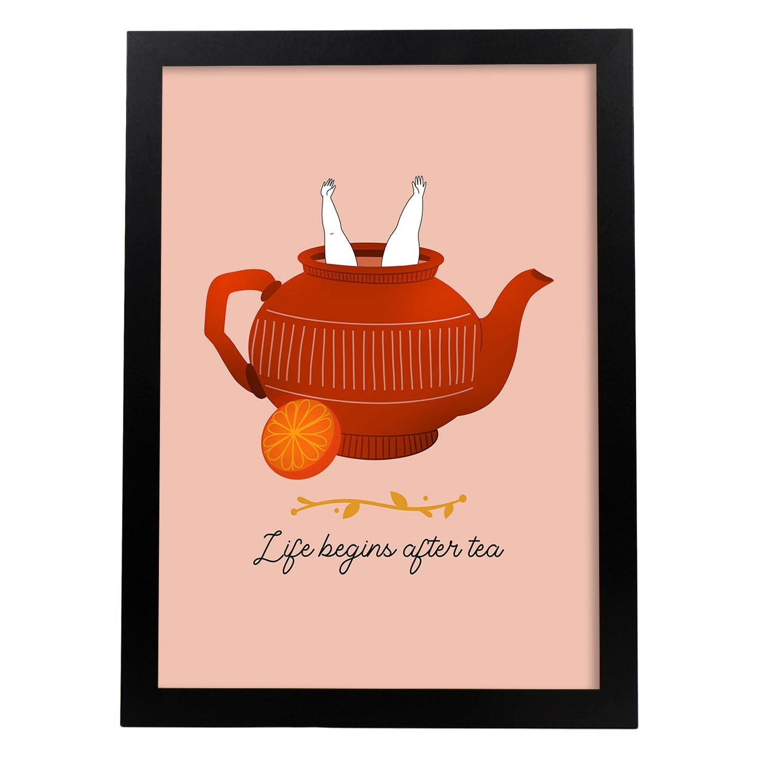 Set de láminas La vida después del té. Pósters con ilustraciones para amantes del té y el café.-Artwork-Nacnic-A3-Marco Negro-Nacnic Estudio SL