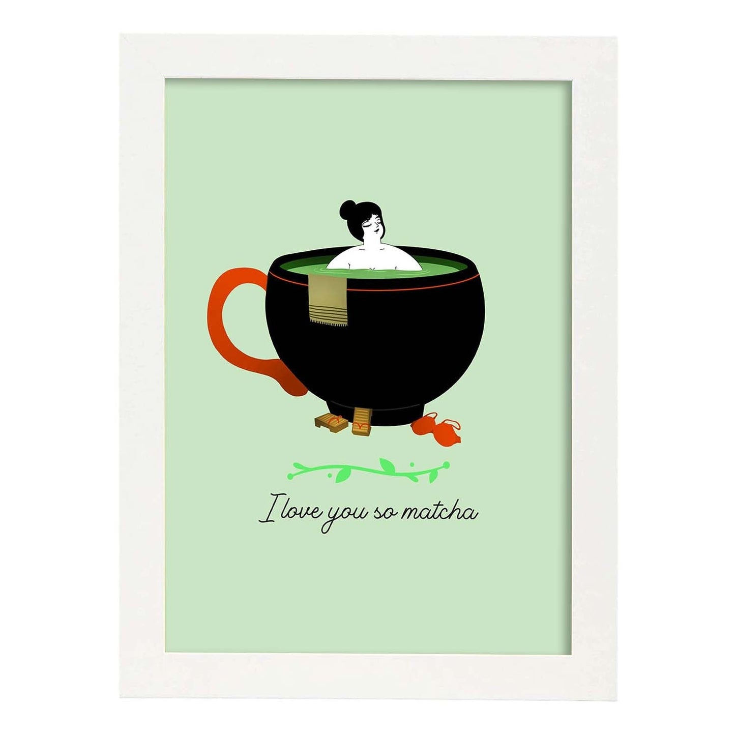 Set de láminas Matcha. Pósters con ilustraciones para amantes del té y el café.-Artwork-Nacnic-A3-Marco Blanco-Nacnic Estudio SL
