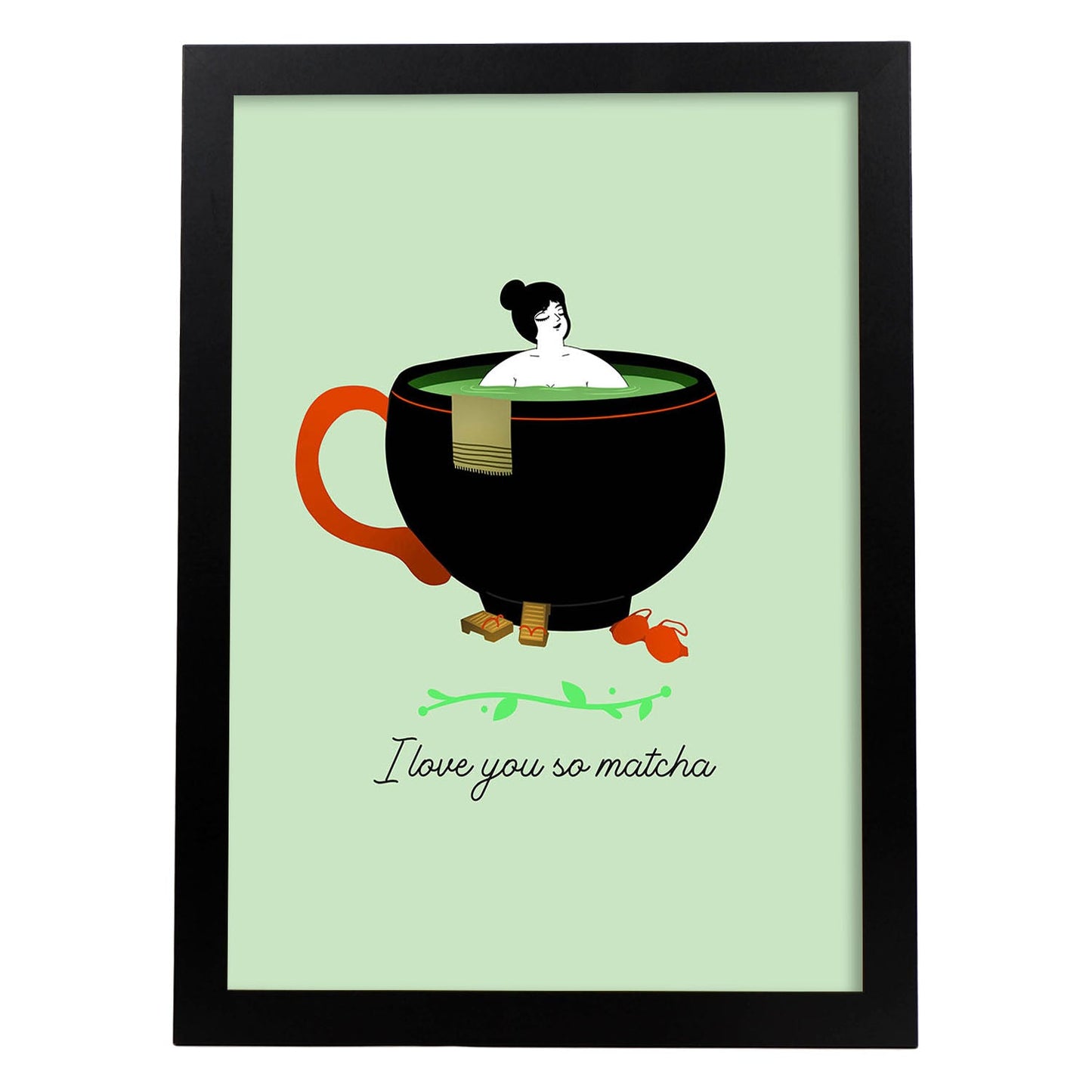 Set de láminas Matcha. Pósters con ilustraciones para amantes del té y el café.-Artwork-Nacnic-A3-Marco Negro-Nacnic Estudio SL