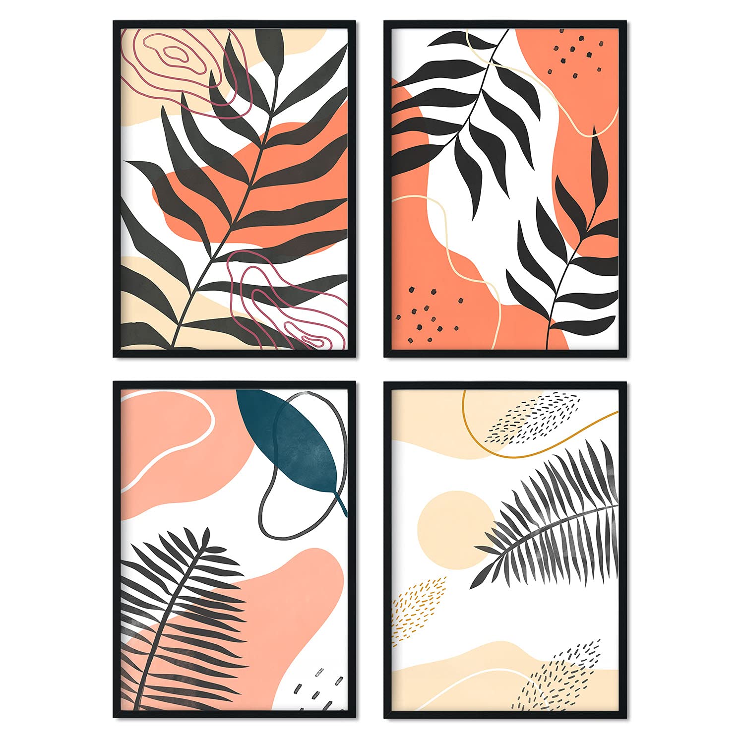 Set de láminas Pack abstracto 2. Pósters con ilustraciones de arte abstracto floral en cálidos tonos tierra.-Artwork-Nacnic-Nacnic Estudio SL