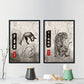 Set de láminas Pack depredador. Pósters en estilo Sumi-E. Imágenes vintage de animales en tonos grises.-Artwork-Nacnic-Nacnic Estudio SL