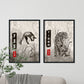 Set de láminas Pack depredador. Pósters en estilo Sumi-E. Imágenes vintage de animales en tonos grises.-Artwork-Nacnic-Nacnic Estudio SL