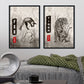 Set de láminas Pack depredador. Pósters en estilo Sumi-E. Imágenes vintage de animales en tonos grises.-Artwork-Nacnic-Nacnic Estudio SL