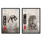 Set de láminas Pack depredador. Pósters en estilo Sumi-E. Imágenes vintage de animales en tonos grises.-Artwork-Nacnic-Nacnic Estudio SL