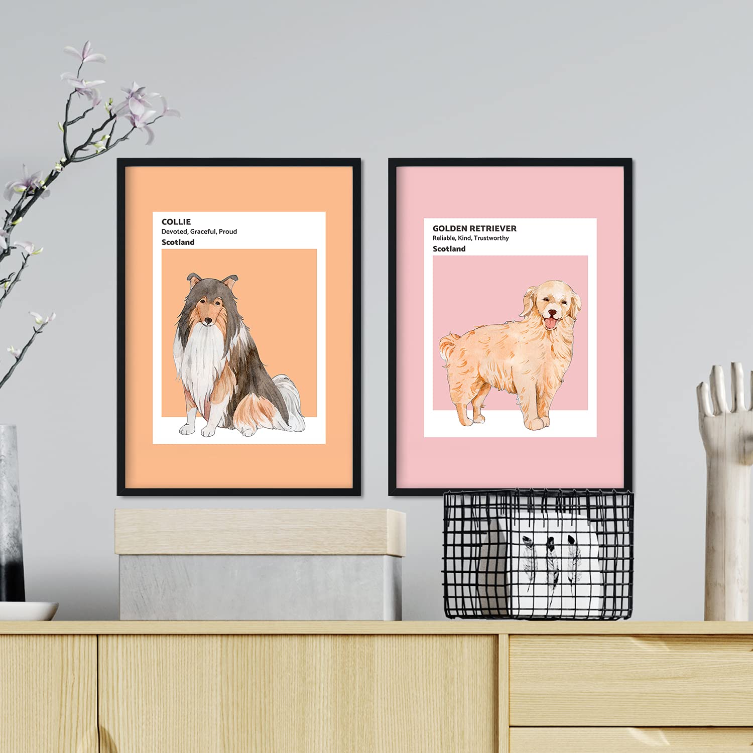 Set de láminas Pack Escocia. Pósters con ilustraciones de razas de perro en tonos cálidos y pastel.-Artwork-Nacnic-Nacnic Estudio SL