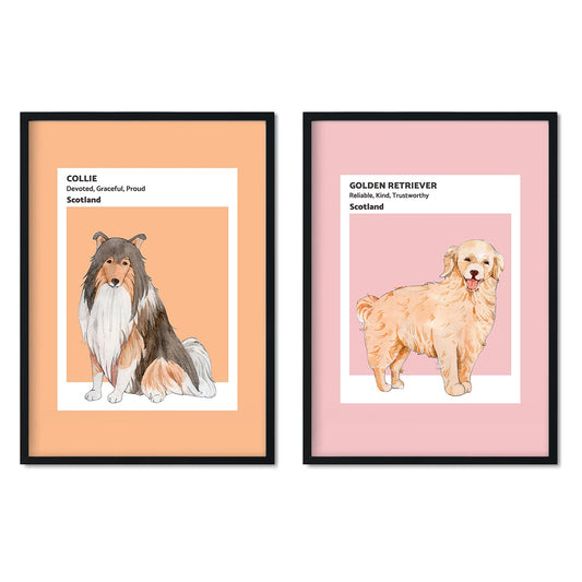 Set de láminas Pack Escocia. Pósters con ilustraciones de razas de perro en tonos cálidos y pastel.-Artwork-Nacnic-Nacnic Estudio SL