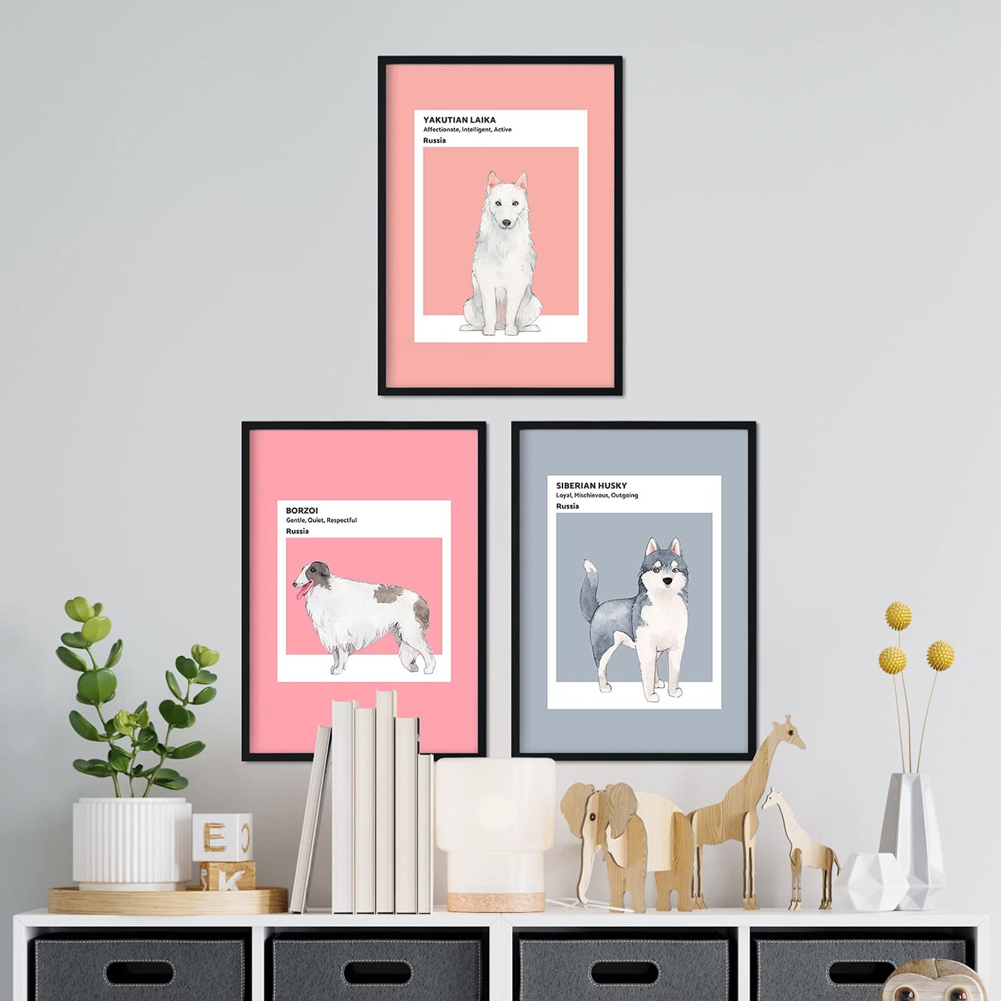 Set de láminas Pack Rusia. Pósters con ilustraciones de razas de perro en tonos cálidos y pastel.-Artwork-Nacnic-Nacnic Estudio SL