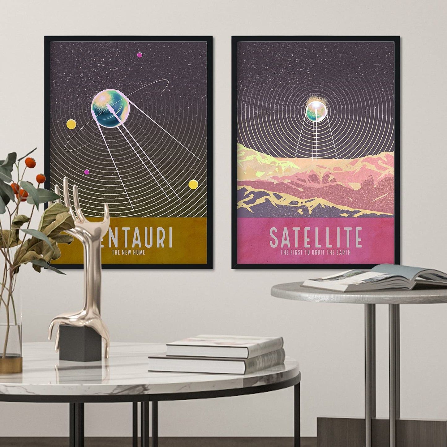 Set de láminas Pack Satélite. Pósters con detalladas ilustraciones del espacio. Coloridas imágenes de satélites, estrellas y planetas.-Artwork-Nacnic-Nacnic Estudio SL
