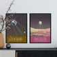 Set de láminas Pack Satélite. Pósters con detalladas ilustraciones del espacio. Coloridas imágenes de satélites, estrellas y planetas.-Artwork-Nacnic-Nacnic Estudio SL