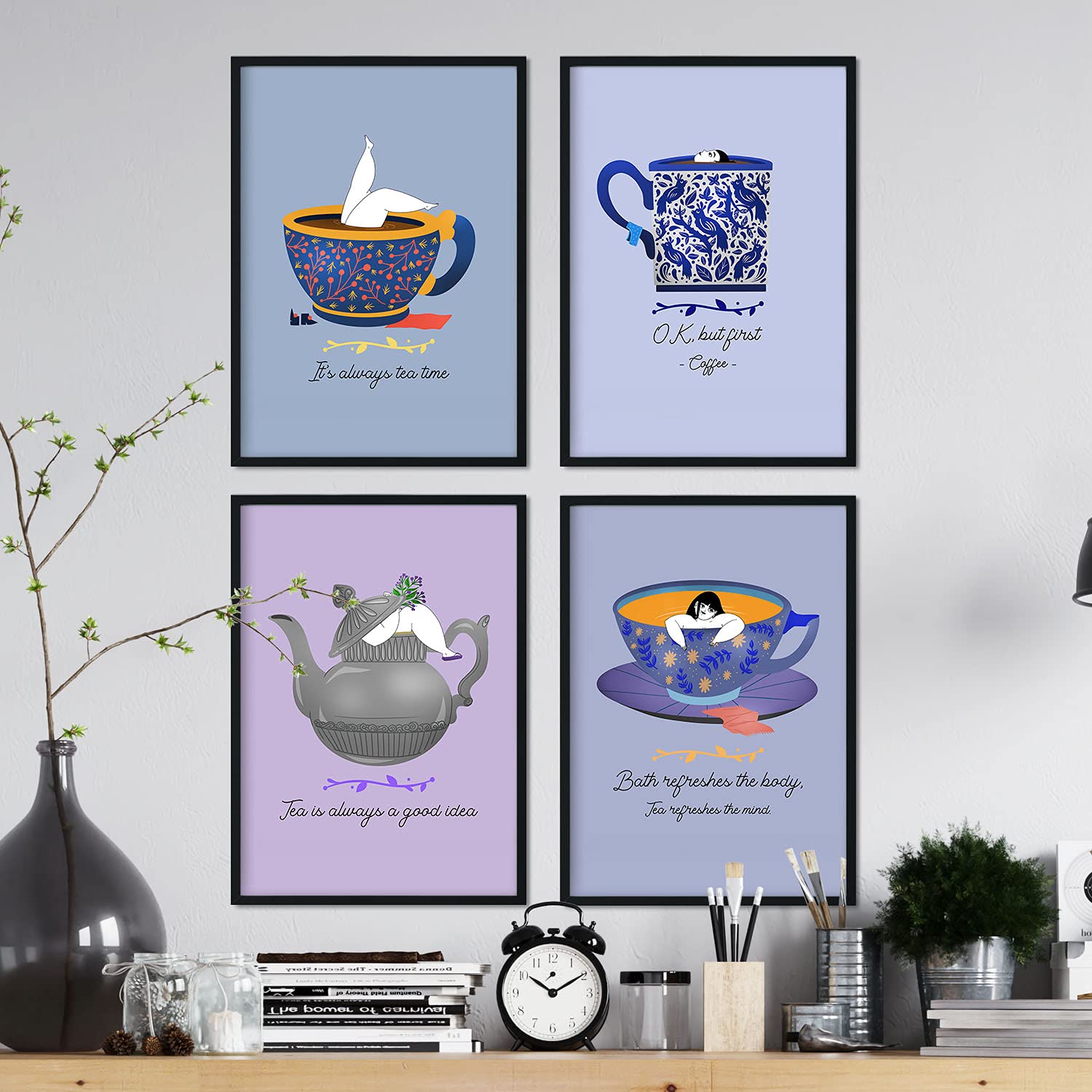 Set de láminas Pack serenidad. Pósters con ilustraciones para amantes del té y el café.-Artwork-Nacnic-Nacnic Estudio SL