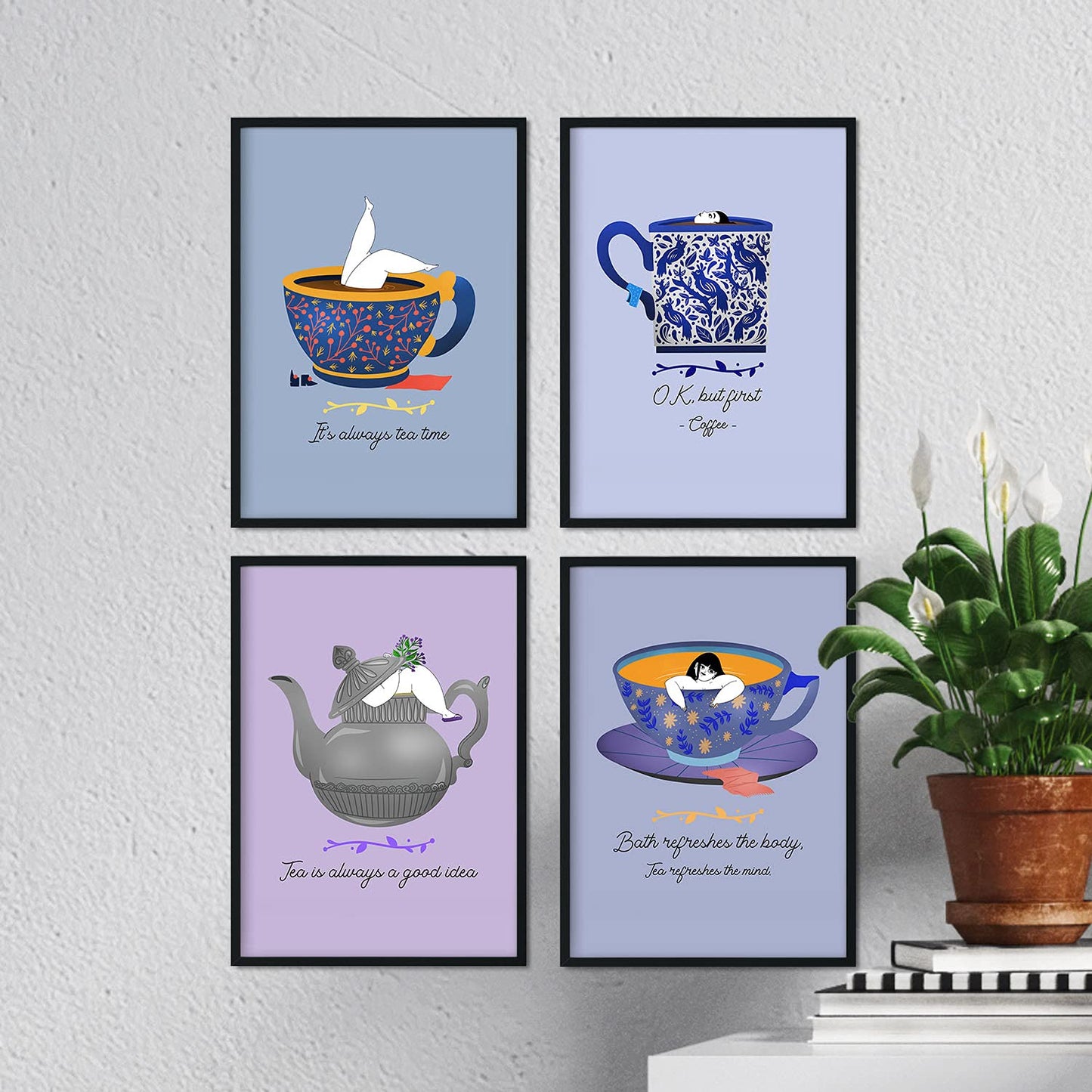 Set de láminas Pack serenidad. Pósters con ilustraciones para amantes del té y el café.-Artwork-Nacnic-Nacnic Estudio SL