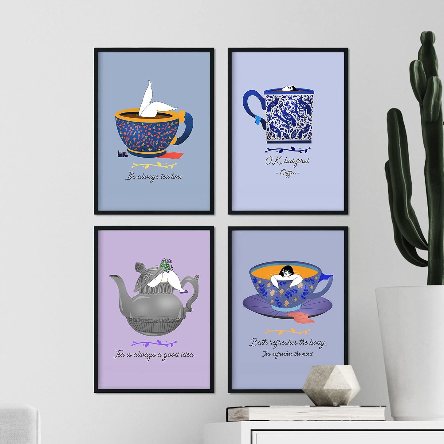 Set de láminas Pack serenidad. Pósters con ilustraciones para amantes del té y el café.-Artwork-Nacnic-Nacnic Estudio SL
