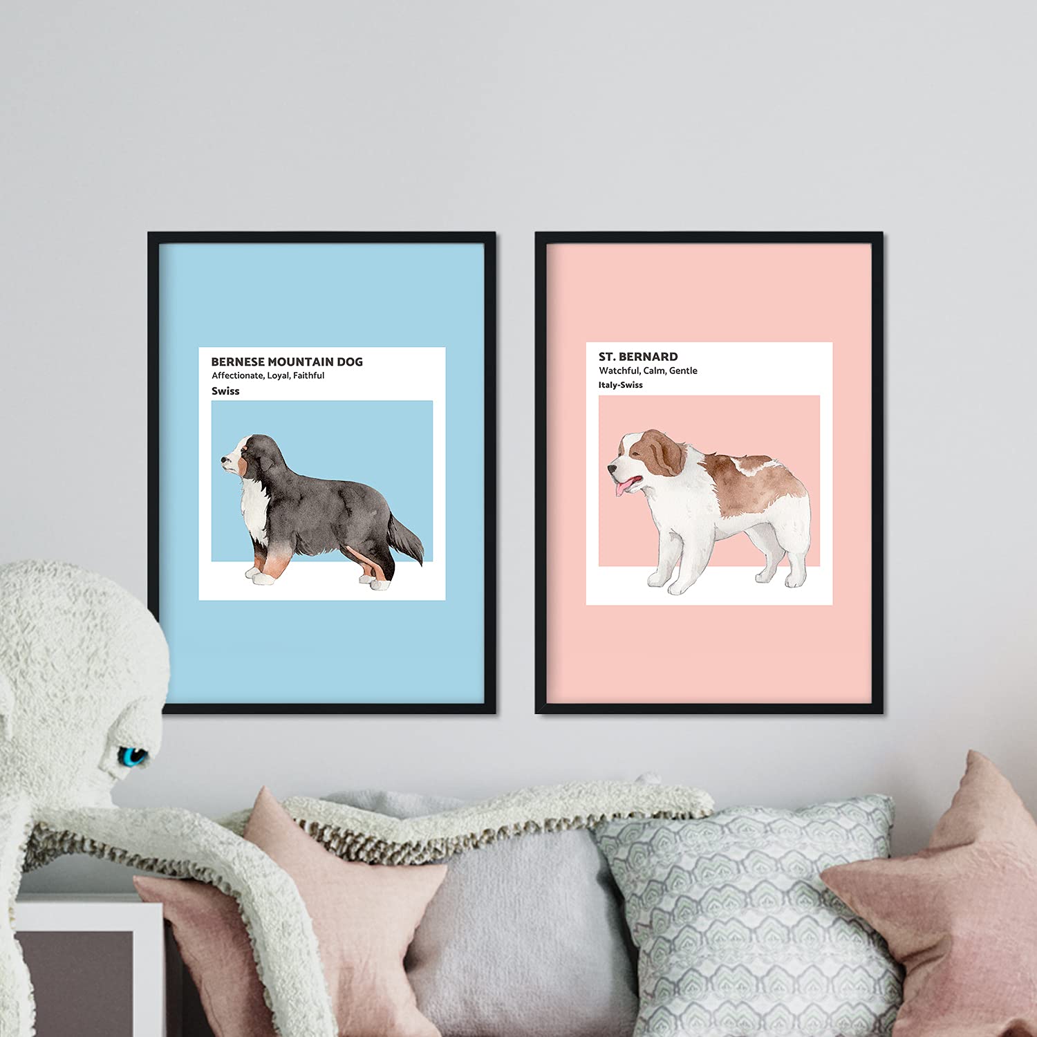 Set de láminas Pack Suiza. Pósters con ilustraciones de razas de perro en tonos cálidos y pastel.-Artwork-Nacnic-Nacnic Estudio SL