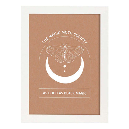 Set de láminas Polillas mágicas. Pósters con ilustraciones de arte abstracto floral en cálidos tonos tierra.-Artwork-Nacnic-A4-Marco Blanco-Nacnic Estudio SL