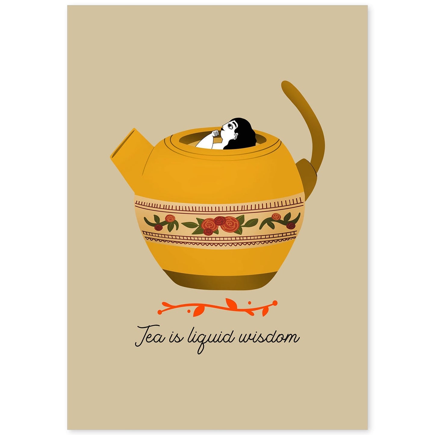 Set de láminas Sabiduría líquida. Pósters con ilustraciones para amantes del té y el café.-Artwork-Nacnic-A4-Sin marco-Nacnic Estudio SL