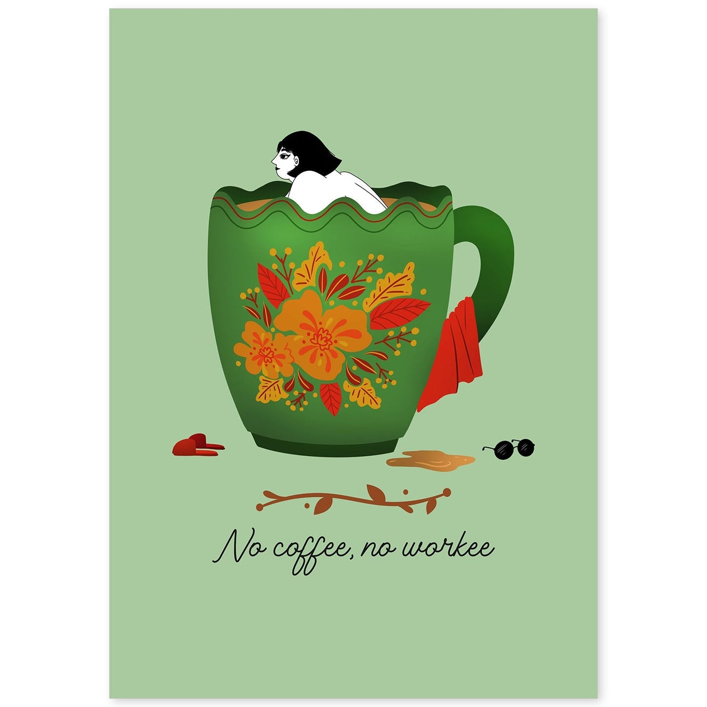 Set de láminas Sin café no. Pósters con ilustraciones para amantes del té y el café.-Artwork-Nacnic-A4-Sin marco-Nacnic Estudio SL