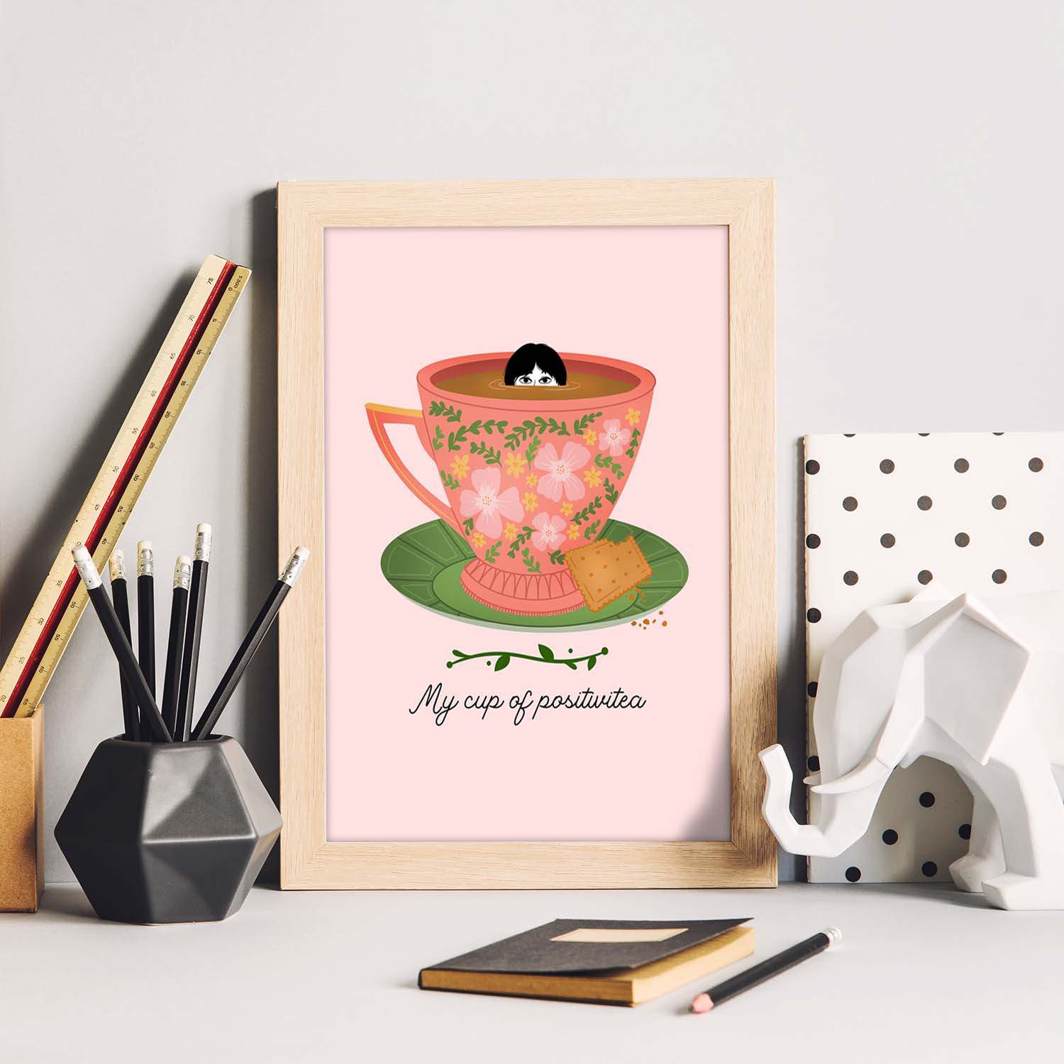 Set de láminas Té positivo. Pósters con ilustraciones para amantes del té y el café.-Artwork-Nacnic-Nacnic Estudio SL