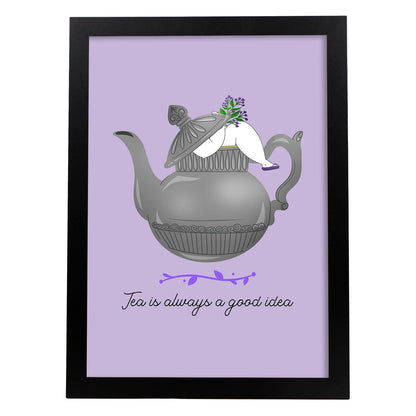 Set de láminas Una buena idea. Pósters con ilustraciones para amantes del té y el café.-Artwork-Nacnic-A4-Marco Negro-Nacnic Estudio SL