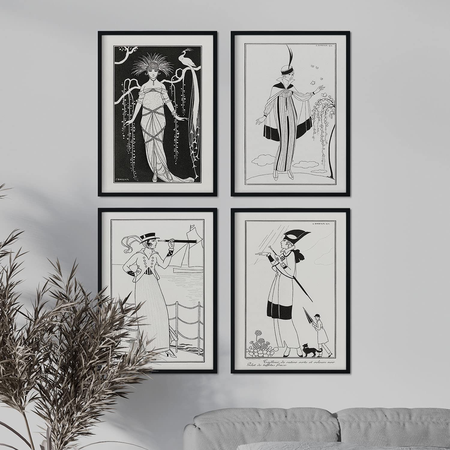 Set de láminas Vintage Blanco y negro. Pósters con las ilustraciones Art Decó de George Barbier.-Artwork-Nacnic-Nacnic Estudio SL