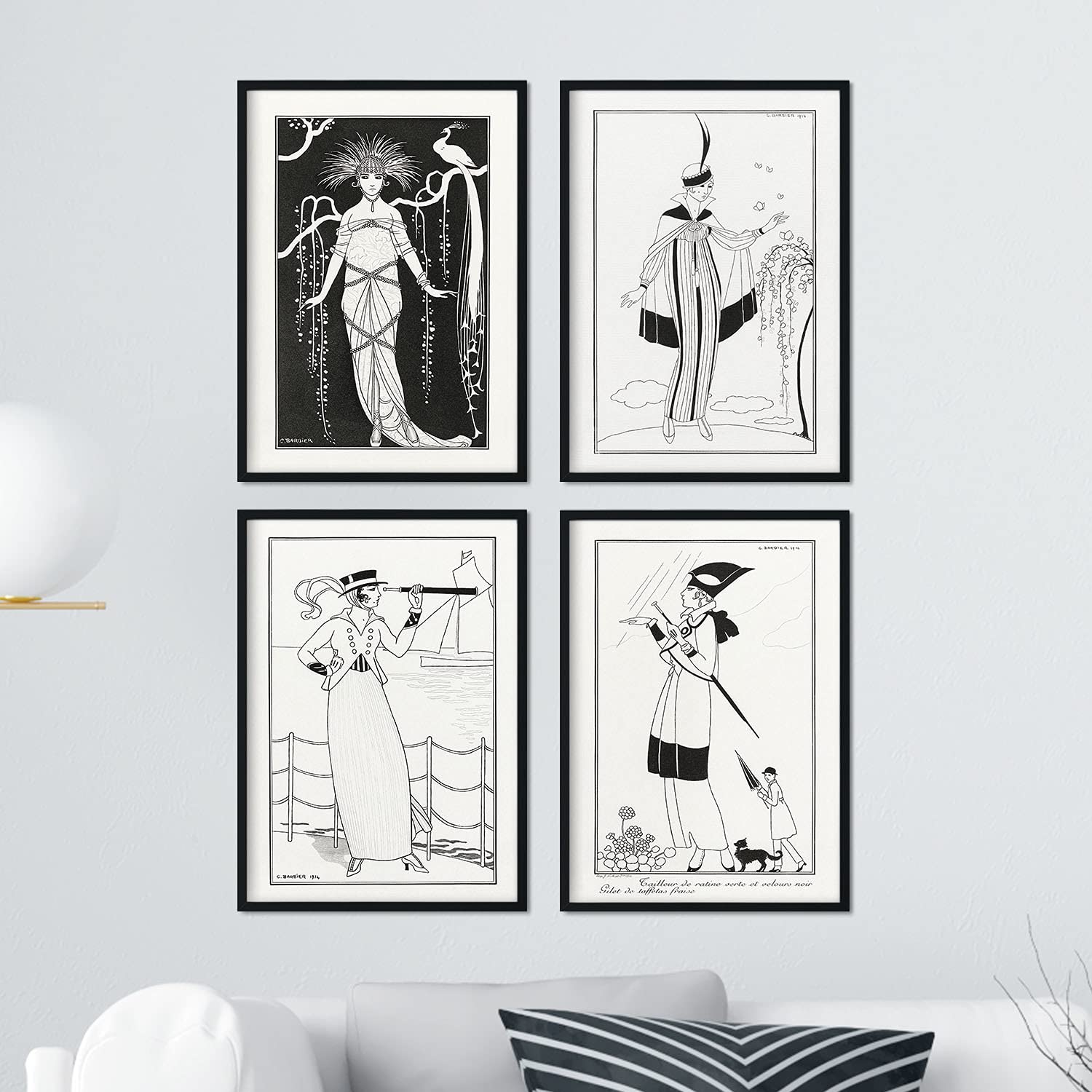 Set de láminas Vintage Blanco y negro. Pósters con las ilustraciones Art Decó de George Barbier.-Artwork-Nacnic-Nacnic Estudio SL
