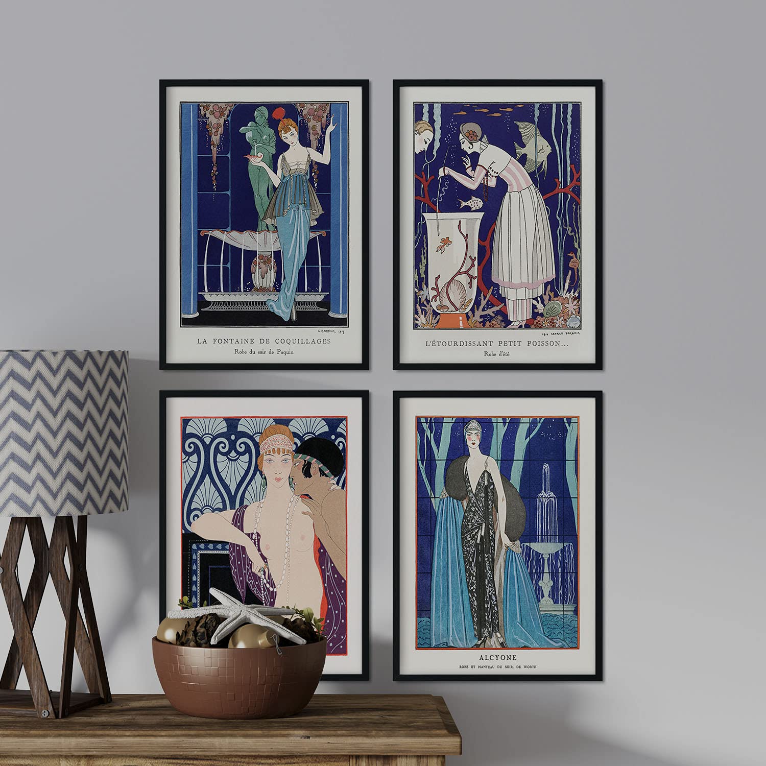Set de láminas Vintage Tonos azules. Pósters con las ilustraciones Art Decó de George Barbier.-Artwork-Nacnic-Nacnic Estudio SL