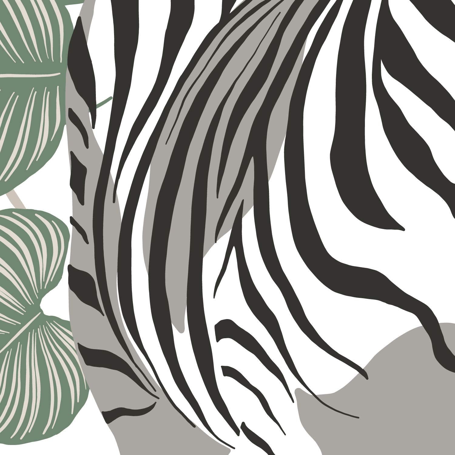 Set de posters de animales de la jungla. Lámina Cebra Jirafa con diseño de animales, flores y plantas de la jungla.-Artwork-Nacnic-Nacnic Estudio SL