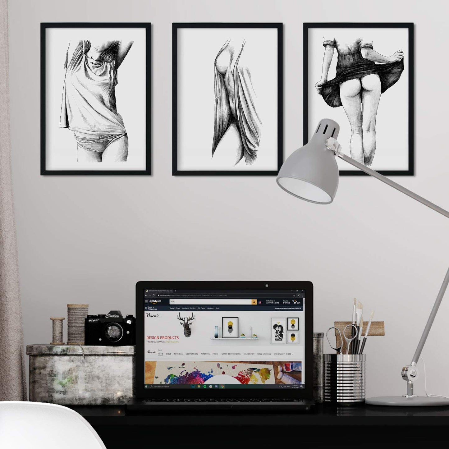 Set de posters eróticos. Láminas Chica mujer dibujadas con imágenes sensuales del cuerpo femenino.-Artwork-Nacnic-Nacnic Estudio SL
