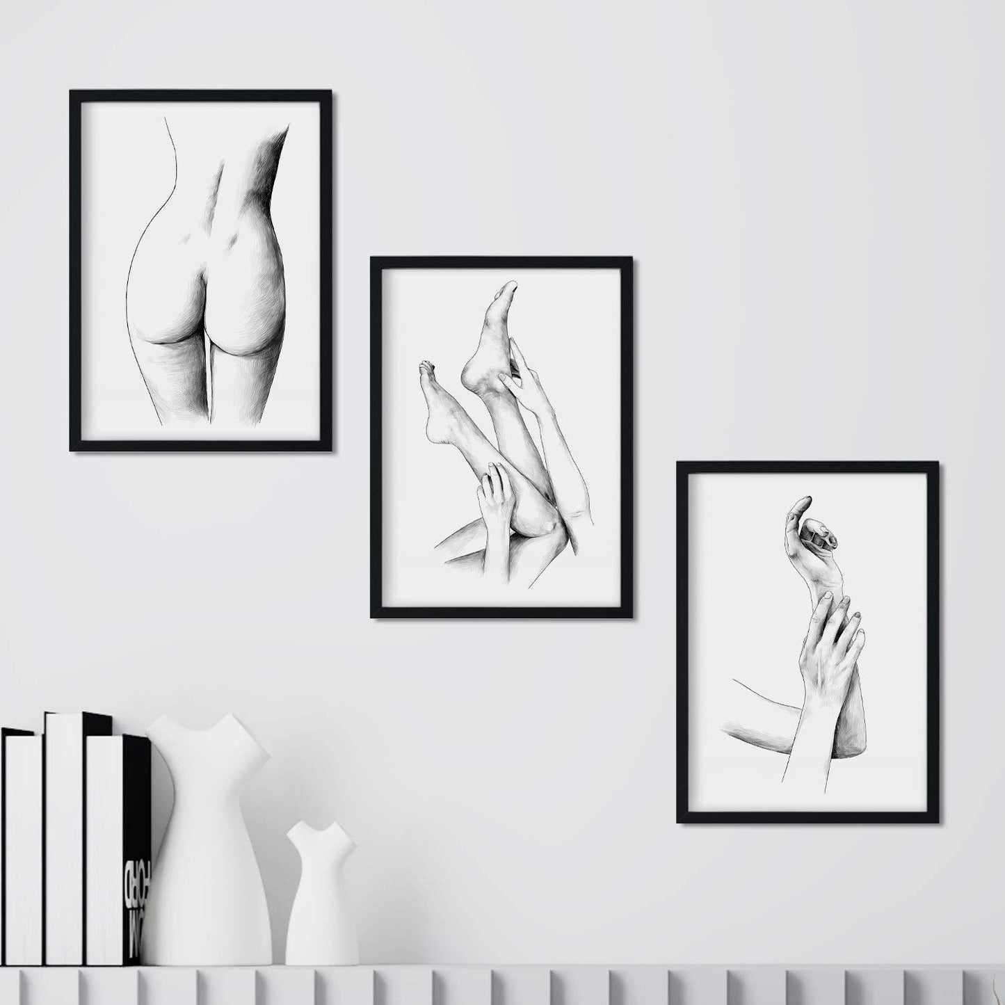 Set de posters eróticos. Láminas Culo piernas y brazos dibujadas con imágenes sensuales del cuerpo femenino.-Artwork-Nacnic-Nacnic Estudio SL