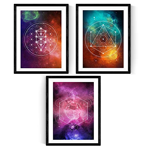 Set de Tres láminas Mandalas espaciales. Tamaño A3. Set 1-Artwork-Nacnic-Nacnic Estudio SL