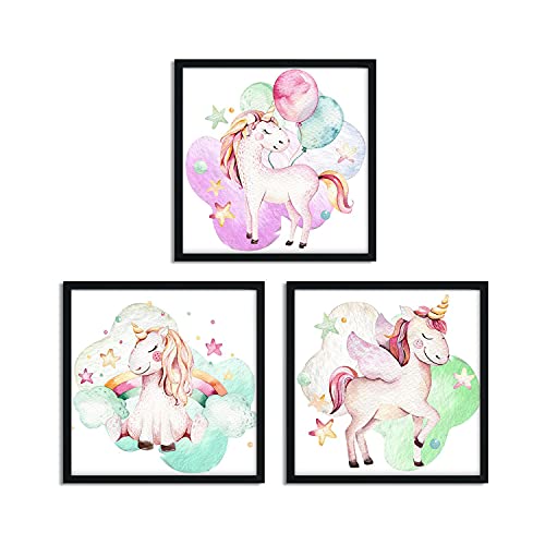 Set de Tres láminas para enmarcar Unicornios tamaño 25x25 cm-Artwork-Nacnic-Nacnic Estudio SL